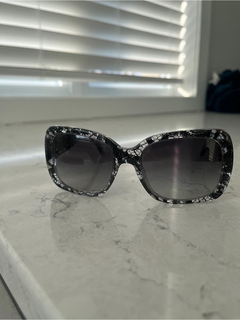 Black & White Marble Oversized Women's Sunglasses